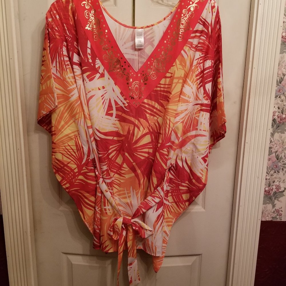 Tropical Print Caftan Top